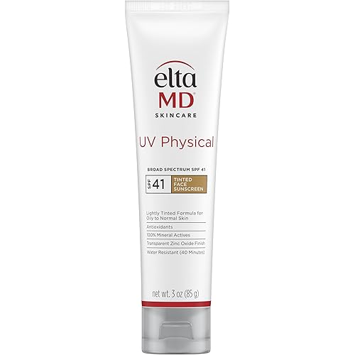 EltaMD UV Physical Tinted Sunscreen for Face, 100% Mineral Active Sunscreen