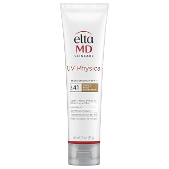 EltaMD UV Physical Tinted Sunscreen SPF for Face, 100% Mineral Active Sunscreen, Transparent Zinc Oxide Finish
