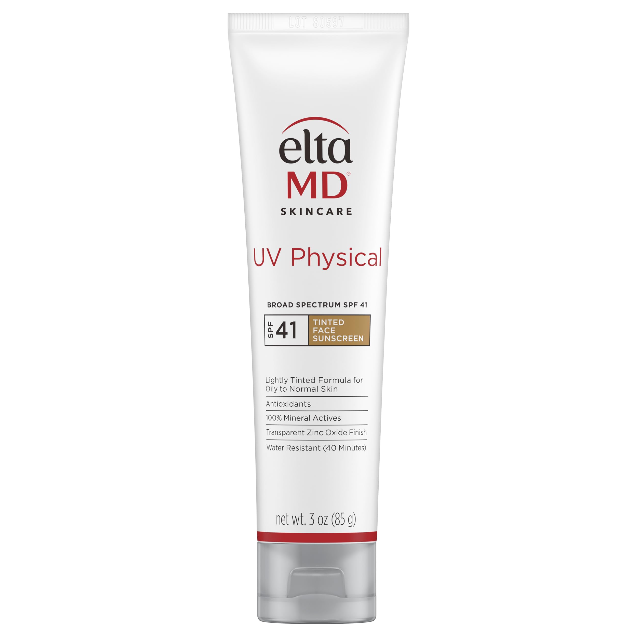 EltaMD UV Physical Tinted Sunscreen for Face, 100% Mineral Active Sunscreen