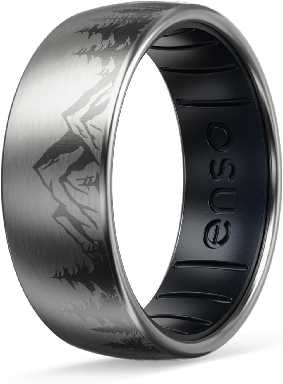 Enso Rings Hybrid Rings - Durable Brushed Outer Metal - Comfortable and Premium Inner Silicone
