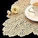 Homcomoda Placemats for Dinning Table Set of 6 Heat Insulation Leaf Washable Place Mats Woven PU Table Mats (Gold)