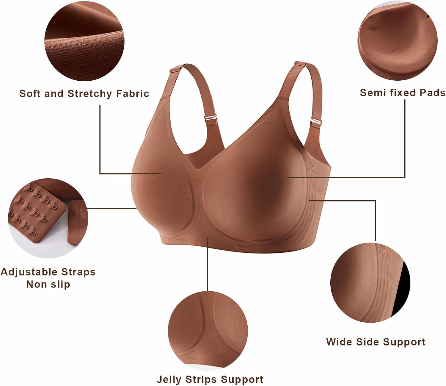 Jelly Wireless Push Up Bra No Underwire Seamless Bra for Women Full Coverage T Shirt Comfortable Bra - Image 5