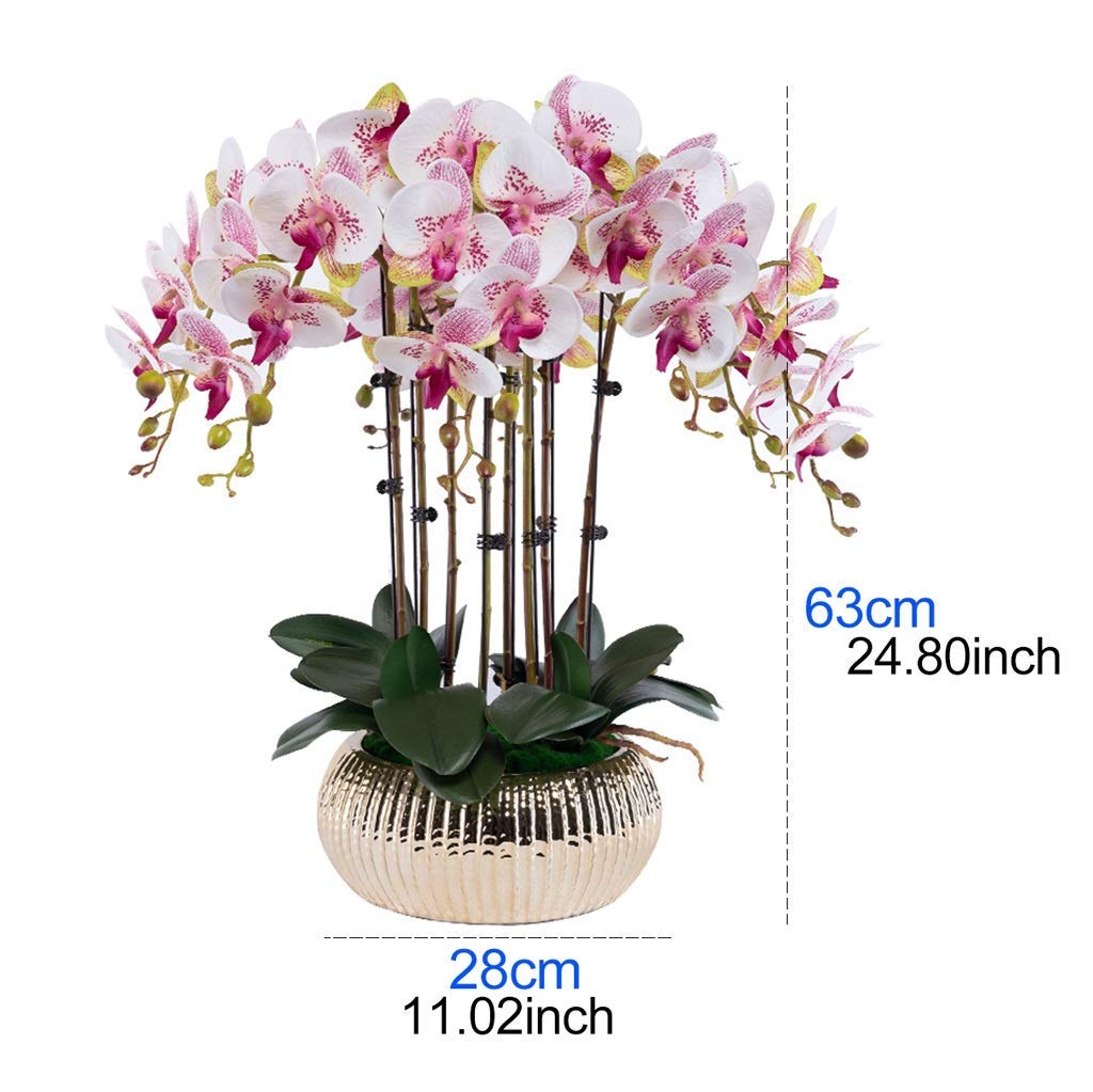 Zestaw sztucznych kwiatów, sztuczne kwiaty Phalaenopsis z doniczką, duża sztuczna orchidea w wazonie, sztuczny kwiat do dekoracji salonu, piękne sztuczne kwiaty i wazony