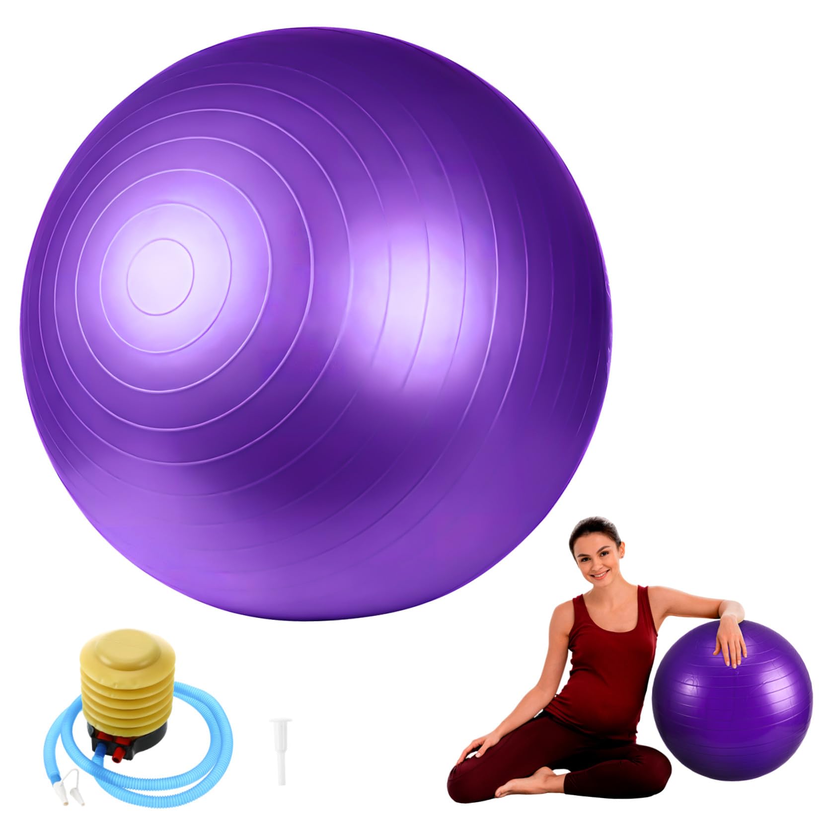 Supvox Verdickter Gymnastikball Und Yogaball Aus PVC 75cm Mit Luftpumpe Stabilitätsball Für Yoga Pilates Und Fitnesstraining