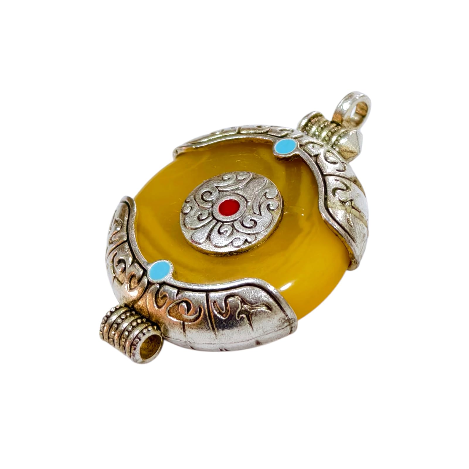 Collana Donna Tibetana – Pendente Ambra – Amuleto Spirituale Boho – Gioielli Etnici Artigianali – Pietra Nascita Novembre – Regalo Femminile