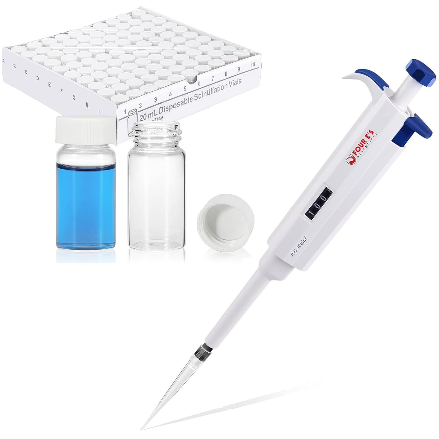 500 PCS 20 mL Glass Vials with 1000uL Micropipette