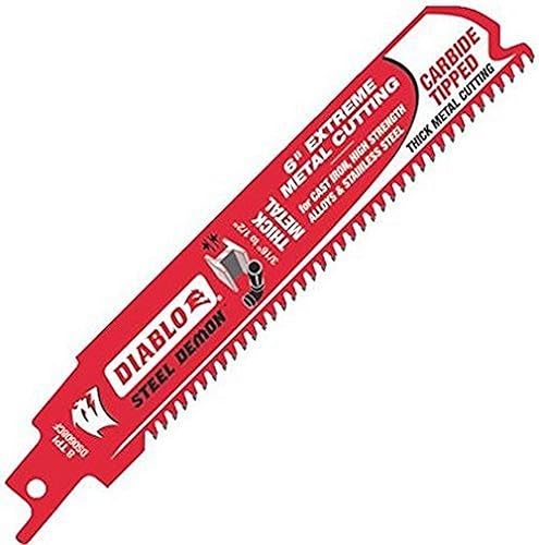 Freud DS0608CF3 Diablo - Cuchilla recíproca de 6 pulgadas x 8T, punta de carburo, corte de metal, 3 por paquete