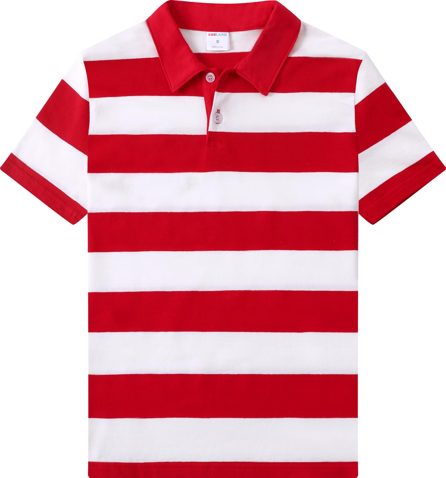 COSLAND Boys' Xs-Large Striped Polo Shirt, Cotton Short Sleeve Shirt
