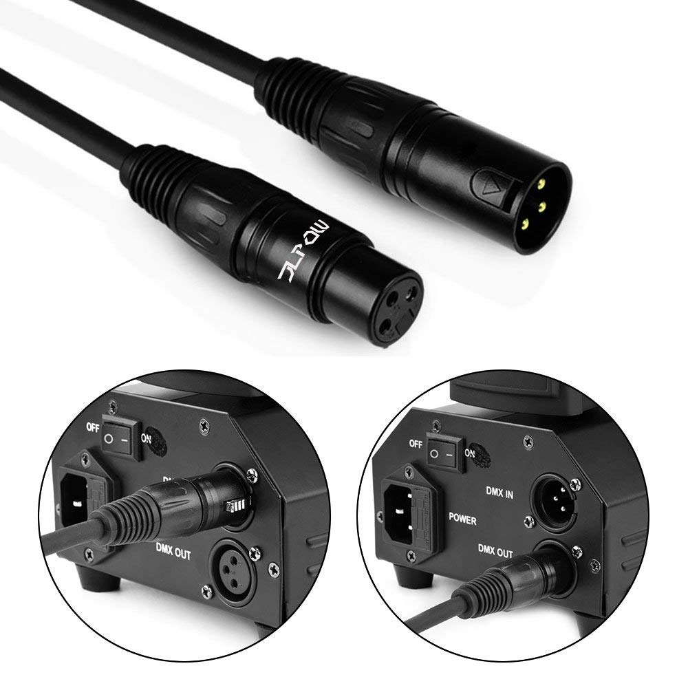 25 ft Flexible DMX Cable, Gold-Plated 3 Pin Signal XLR Male to Female DMX Cable Wire, Best for DJ Stage Lighting Moving Head Lights Par Light (4 Pack)