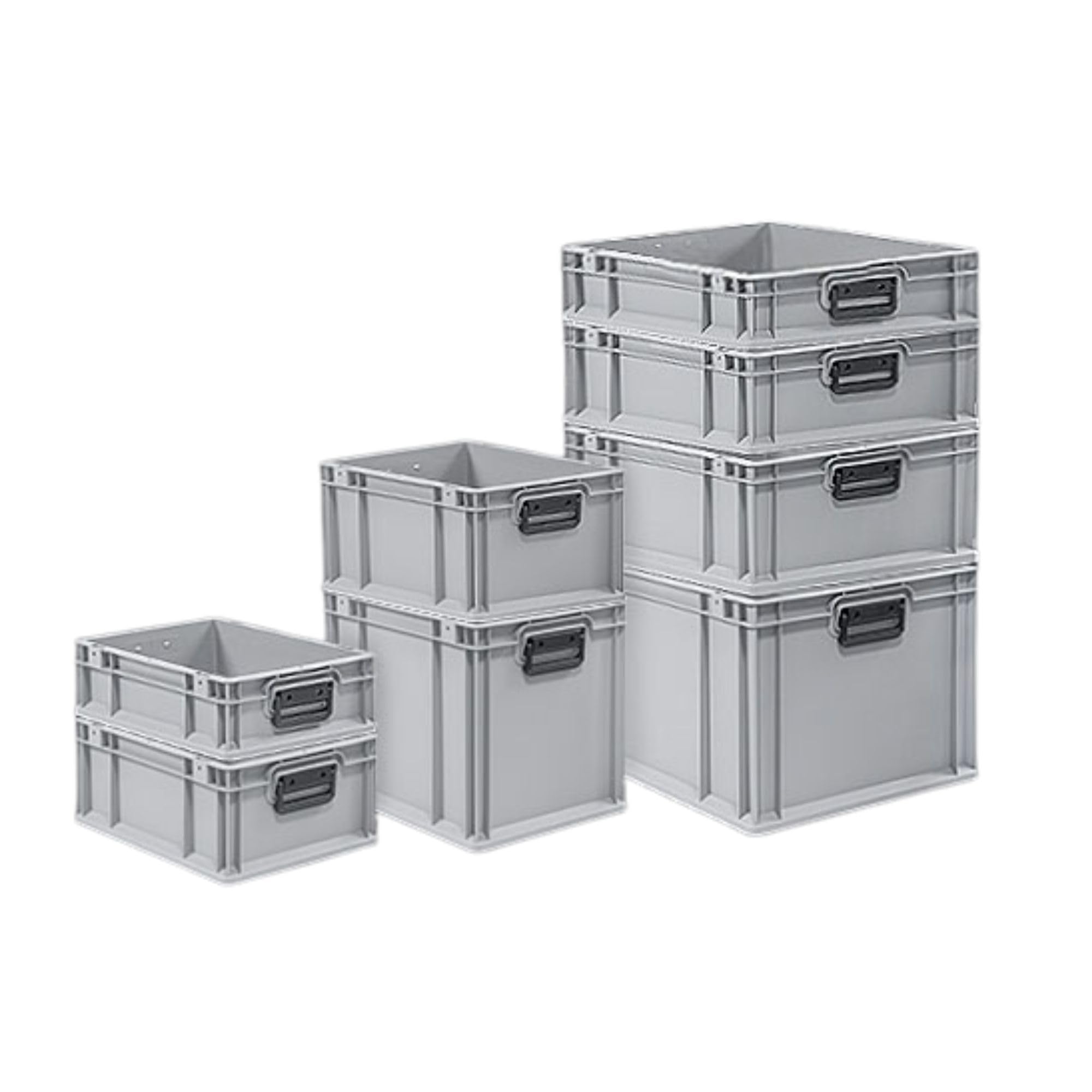 PROREGAL SuperSparSet 2x Eurobox NextGen Portable Made in Germany | HxBxT 33,5x40x60cm | 65 Liter | Schwarz | Eurobehälter, Transportbox, Transportbehälter, Stapelbehälter
