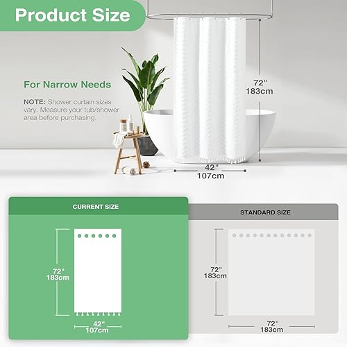 Vista 74 de Dynamene - Cortina de ducha, bohemia y rústica con rayas con chebrón en relieve, cortina texturizada para decoración de baño, juego de cortina A.