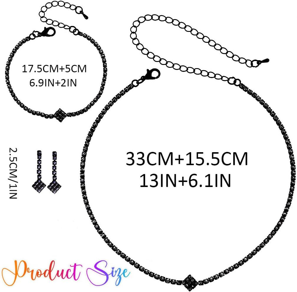 Aukmla Rhinestones Bridal Wedding Jewelry Sets Sparkly Necklace Earrings Bracelet Set Prom Formal Jewelry for Brides and Women - Image 6