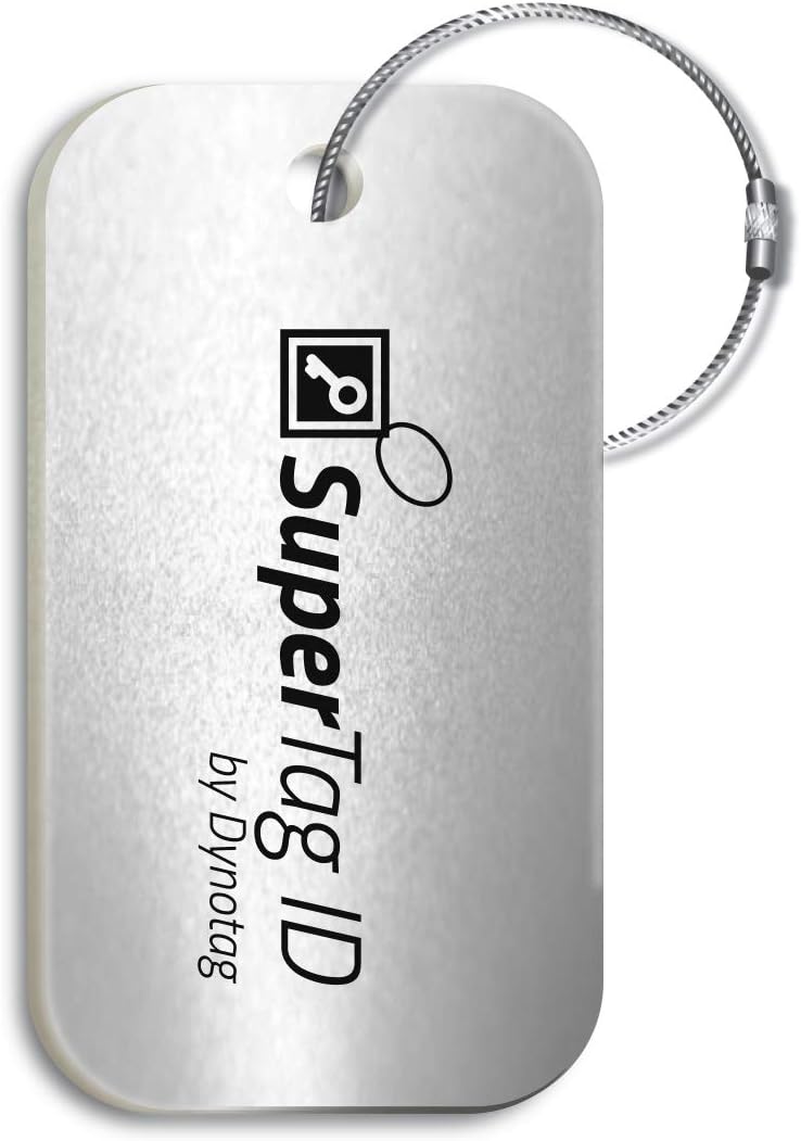 Dynotag® Sentry Series Solid Metal Web Enabled Smart Luggage ID Tag + Steel Loop, w. DynoIQ™ & Lifetime Recovery Service (Frost Silver, Anodized Aluminum) : Clothing, Shoes & Jewelry