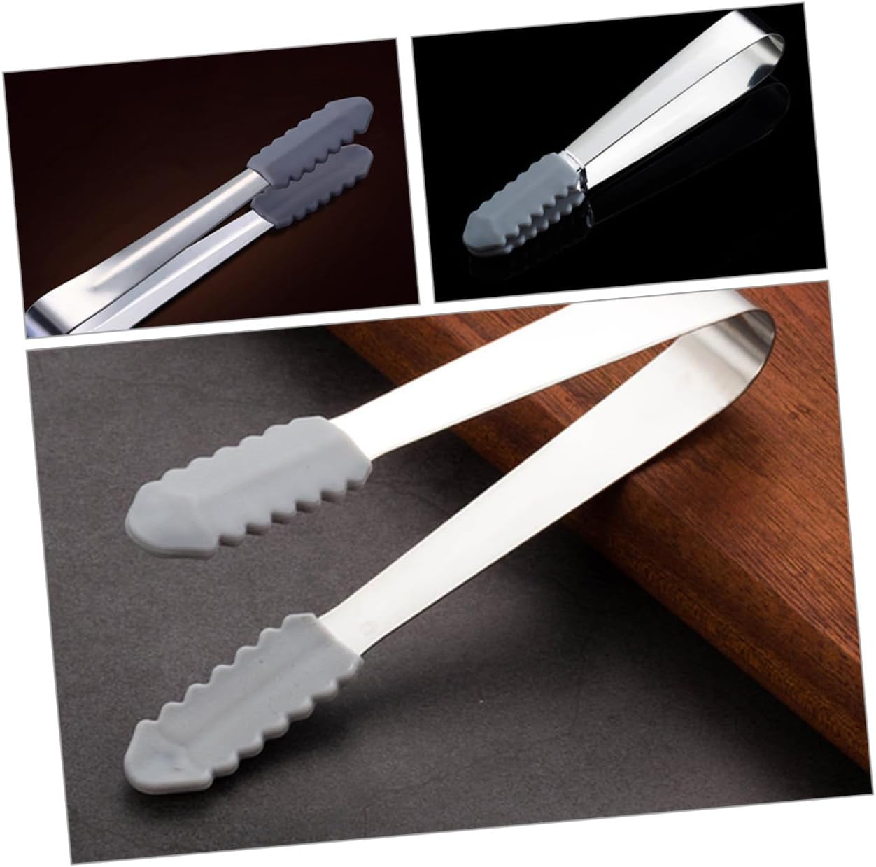 Luxshiny 2pcs Stainless Steel Ice Tongs Non- Grip Food Tongs for and Desserts Kitchen Tool for Parties Bbqs and Tea