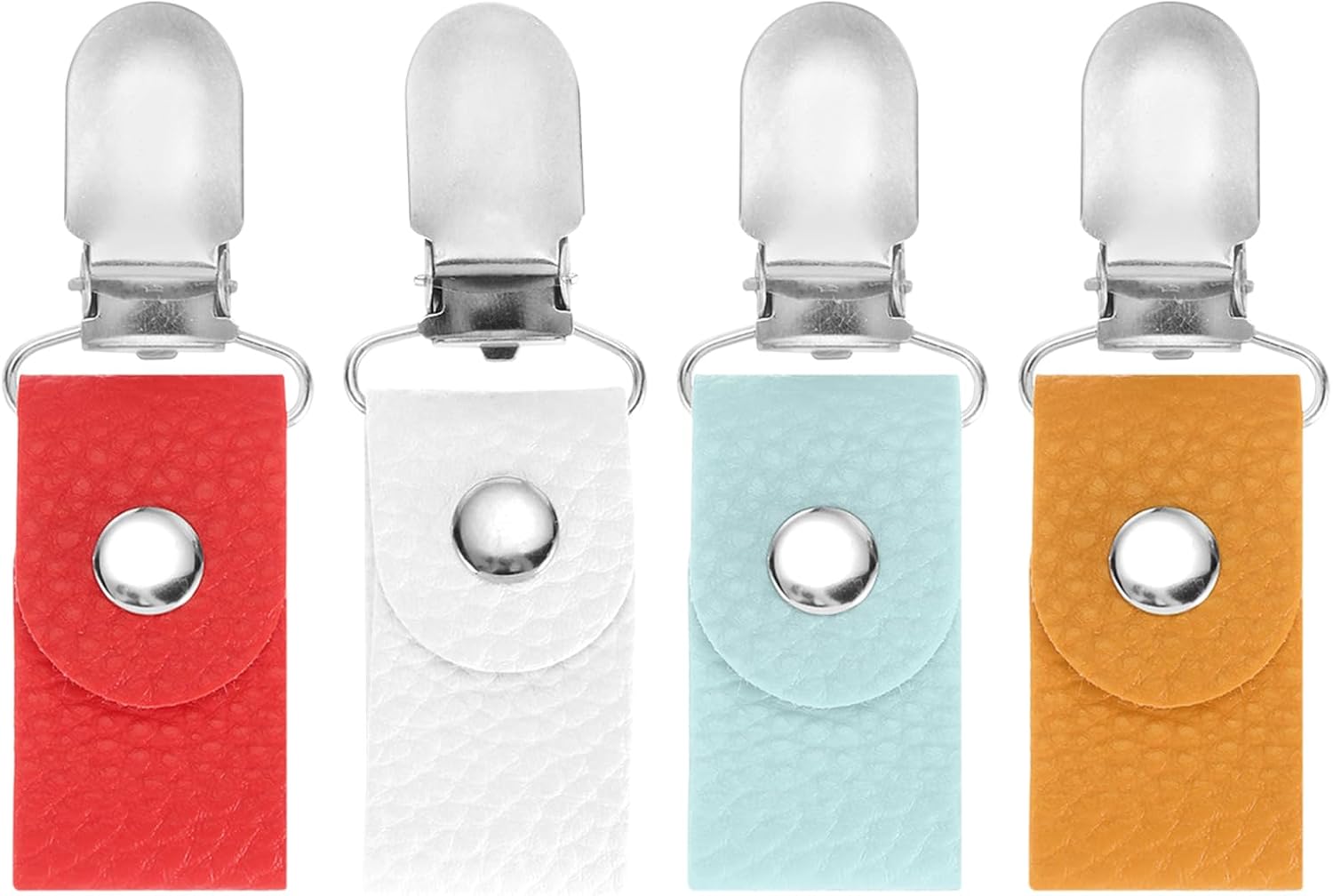 uxcell 4Pcs Hat Clips for Travel, PU Leather Elastic Hat Holder Hat Companion for Traveling Bags Backpacks Luggage Outdoor, 4 Colors Mixed