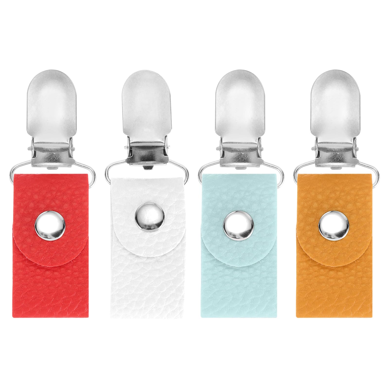 uxcell 4Pcs Hat Clips for Travel, PU Leather Elastic Hat Holder Hat Companion for Traveling Bags Backpacks Luggage Outdoor, 4 Colors Mixed