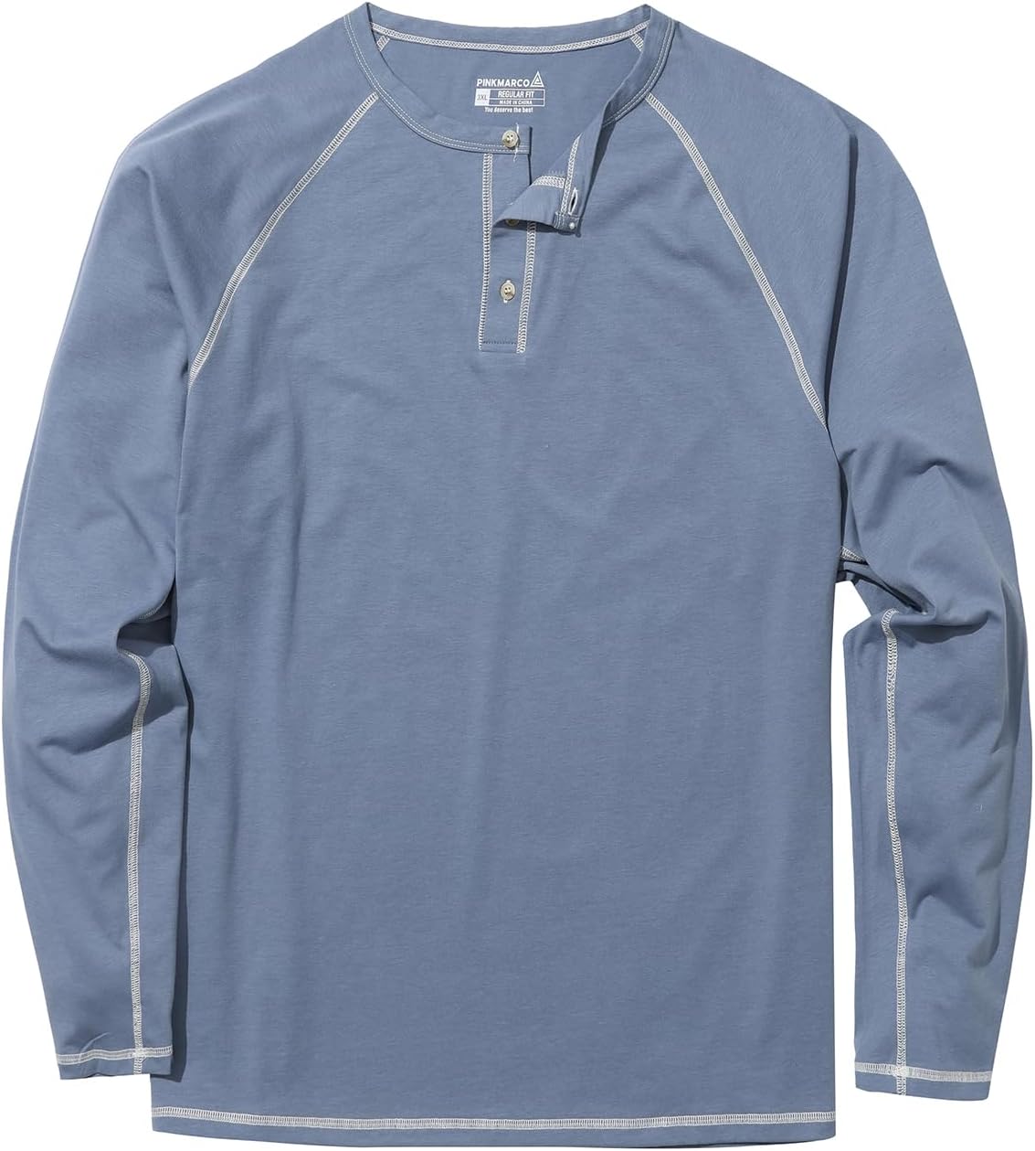 Men’s Big & Tall Henley Shirt: Long Sleeve Soft Cotton Shirt for Men, Elastic Button Casual Shirt,Regular fit