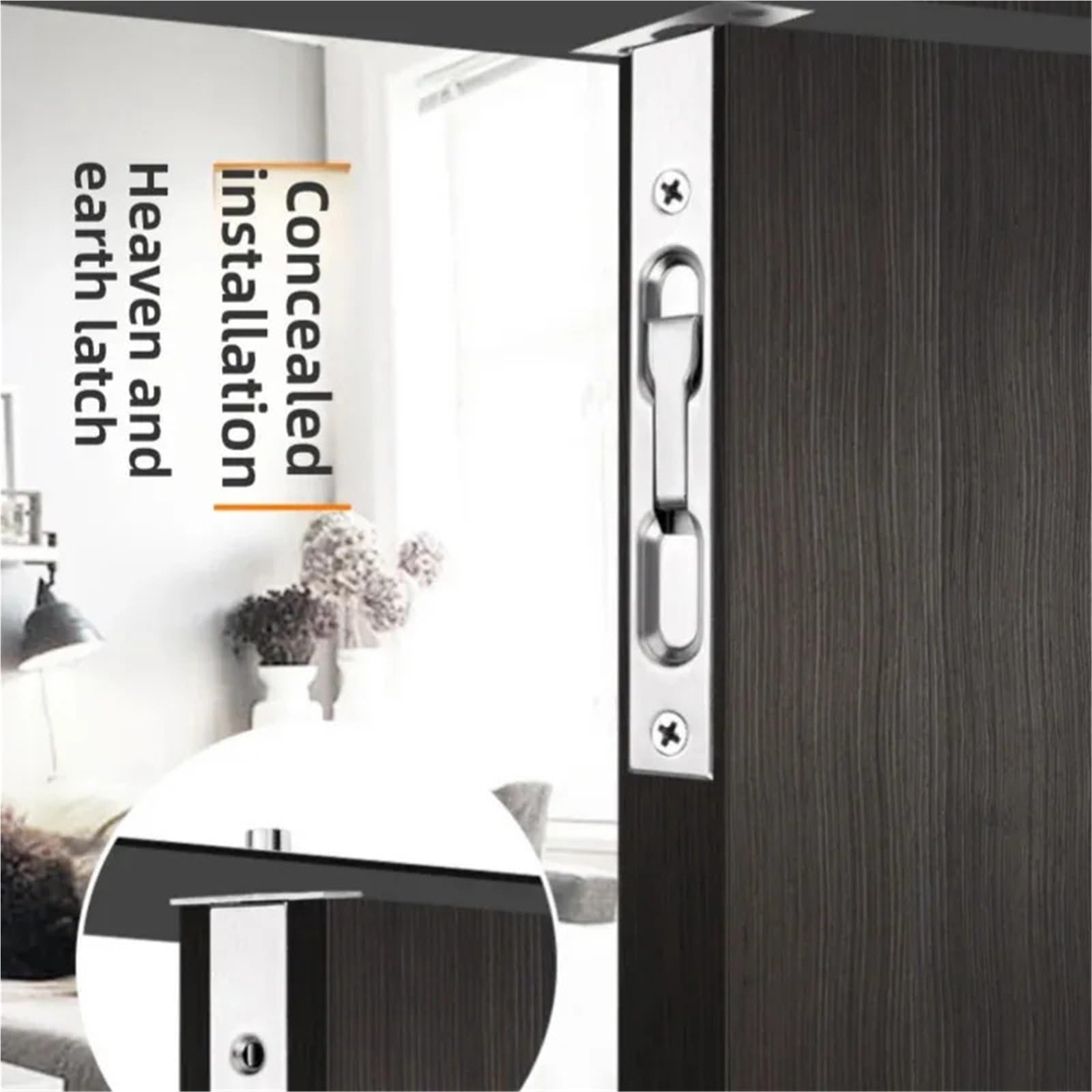 Bulloni a filo per doppia porta, 4 pezzi, in acciaio inossidabile 304, serratura verticale nascosta, per legno, principale, sicurezza e doppia (oro, 20,3 cm)