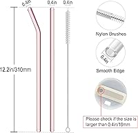 Vista 2 de Pajita de Repuesto Compatible con Vasos Stanley de 40 oz, 4 Piezas Pajitas Reutilizables con Cepillo de Limpieza, Pajita Larga de Vidrio para Rosa