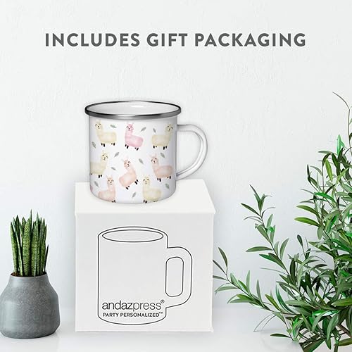 Vista 4 de Andaz Press Taza de café de acero inoxidable con temática de alpaca de llama de 11 onzas, regalo de broma, colorido bohemio con gráficos de llama