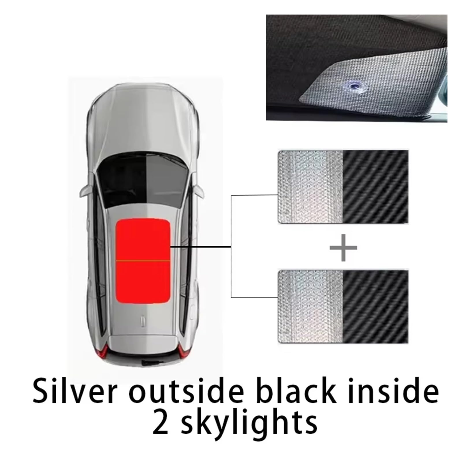 Tendine Parasole Auto Per Jeep Per Renegade 2015~2023 Auto Tetto Panoramico 2X Scudo Termico Finestra Parasole Anti-UV Tetto Apribile Parasole Coprisole Parabrezza(Silver Black)
