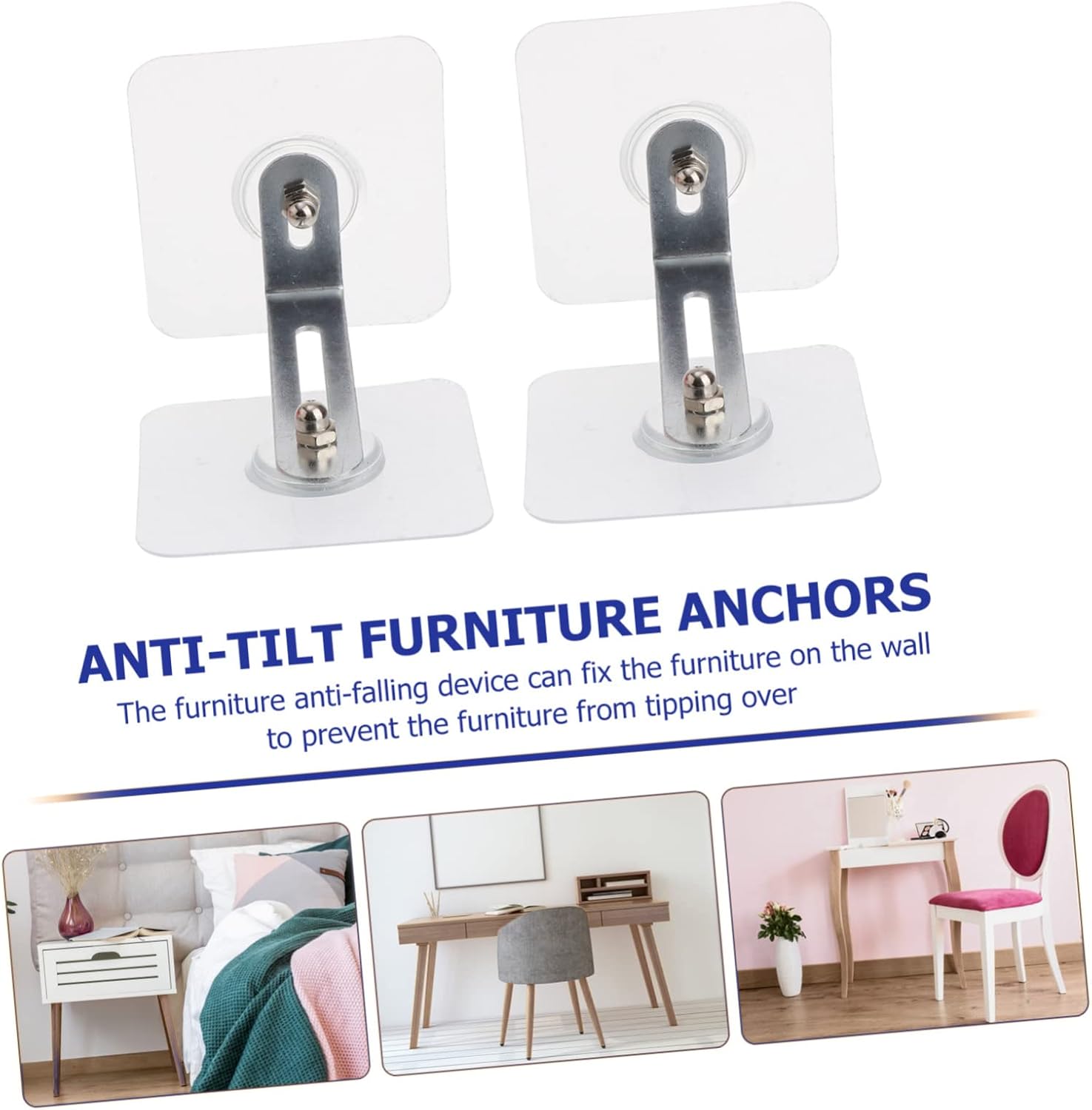 Totority 2sets Punch Safety Furniture Anchors -tilt Device for Securely Fixing and Cabinets to Wall Prevents Tipping over