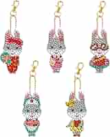 Kit Diamond Painting Per Bambini - 10 Portachiavi Con Uova Di Coniglio Fai Da Te