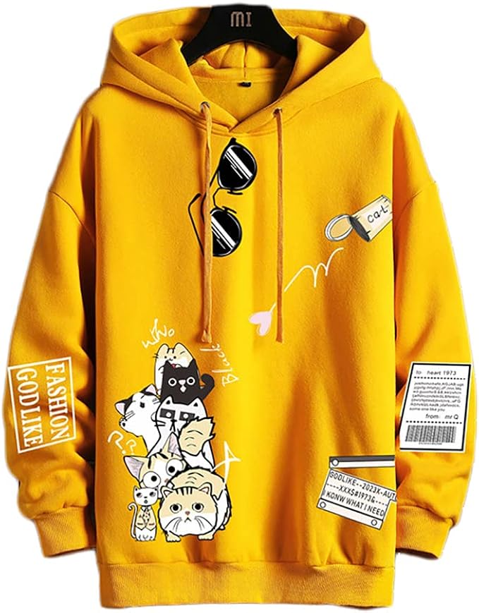 Amazon Co Jp パーカー メンズ カジュアル ゆったり ストリートパーカー 春秋冬 スポーツ プルオーバー 長袖 フーディー フード付き 快適 上着 大きいサイズ 柔ら ヒップホップ おしゃれ プリント 猫柄 アウトドア 学生 男性用 部屋用 普段着 男女兼用 ファッション