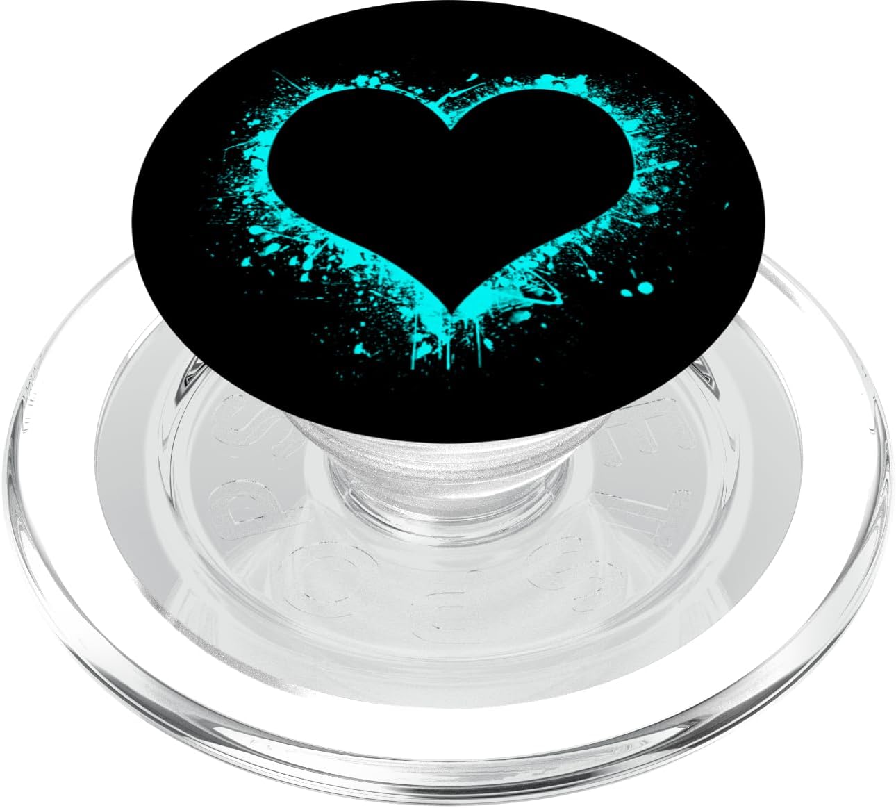 Heart Love black turquoise green blue valentine's day PopSockets MagSafe PopGrip for iPhone