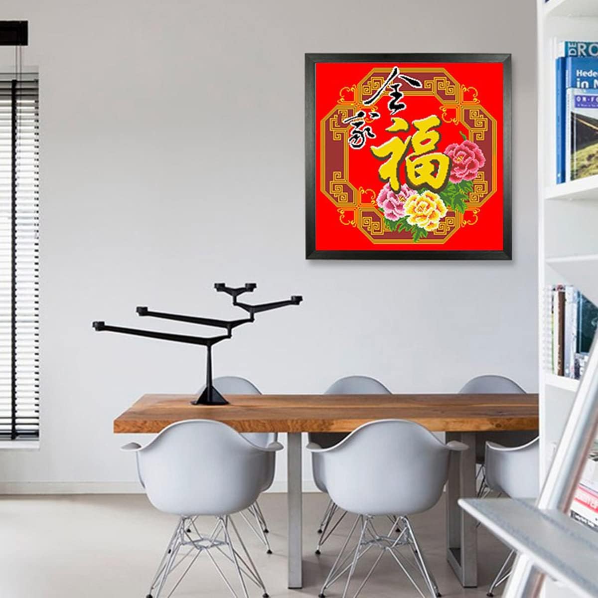 Instarry 5D DIY Diamond Painting Kits Full Drill Chinese Character Cross Stitch Embroidery Modern Home Decor 23.6x23.6 inch
