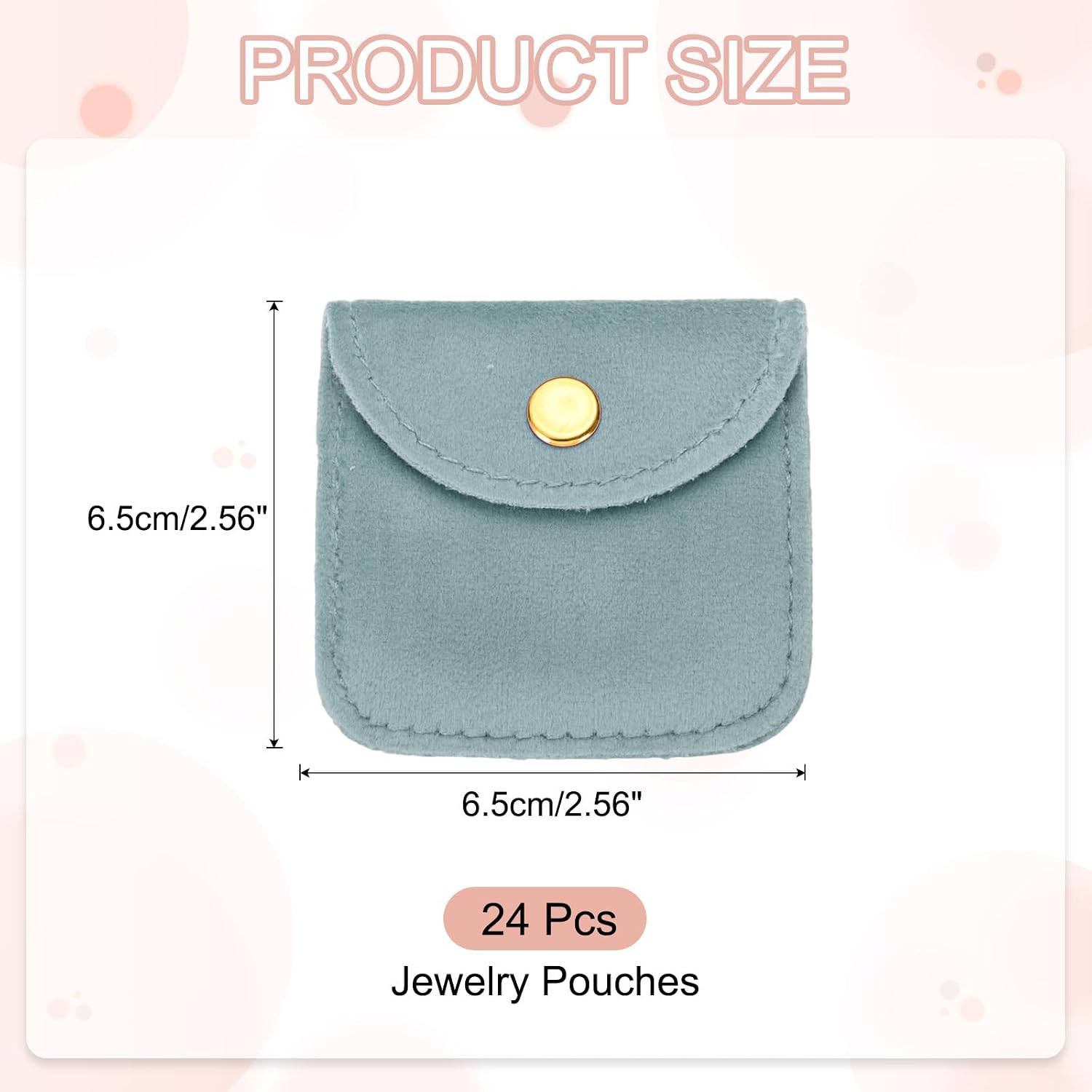 PATIKIL 3x3 Inch Velvet Jewelry Pouches, 24 Pcs Jewelry Packaging Gift Bags with Snap Button for Bracelet Necklace Rings Watch, Blue