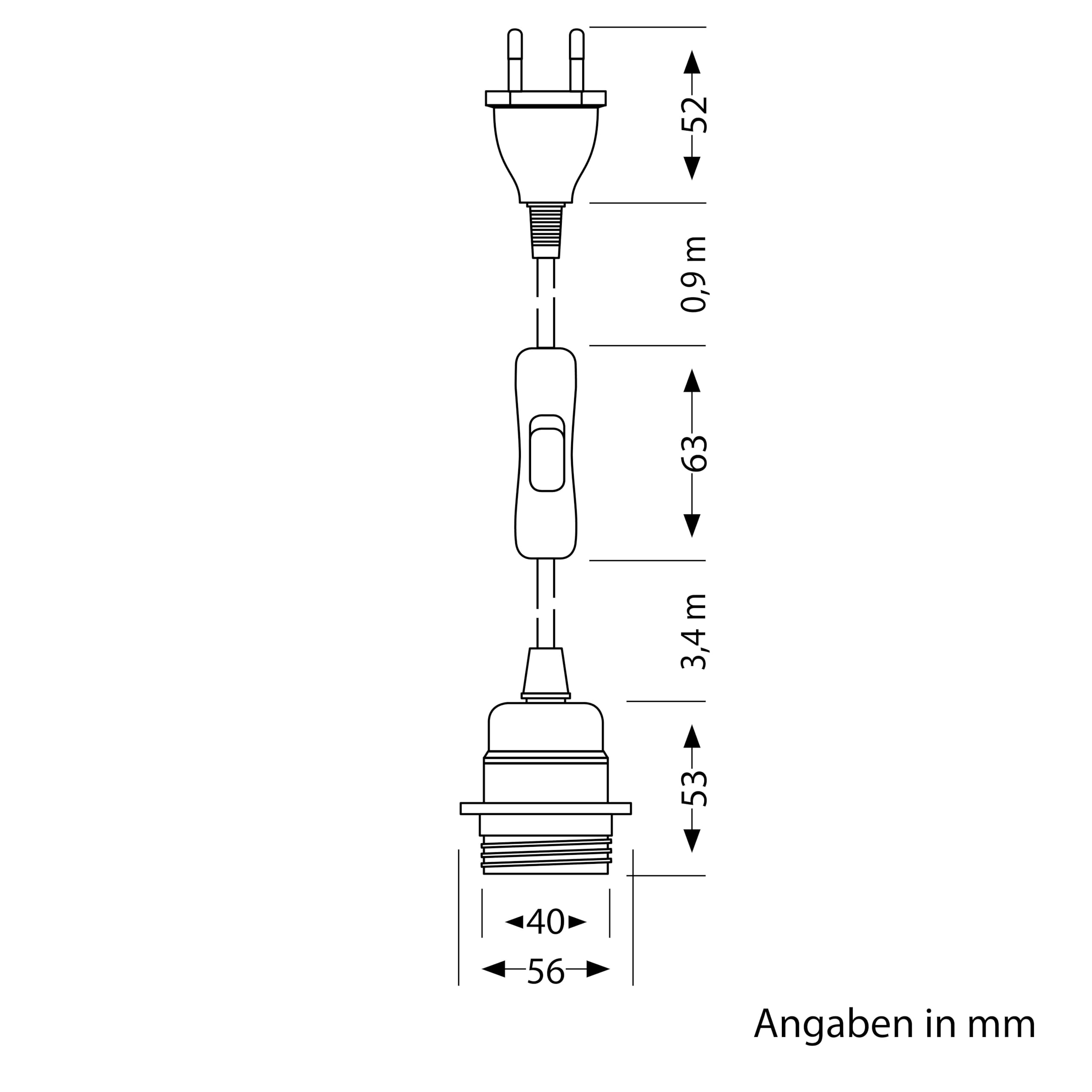 ledscom.de 3 szt. przewody konopne/przewody tekstylne LEKA, wtyczka, przełącznik, beżowe, 4,5 m, oprawka lampy, 1x E27, maks. 60 W