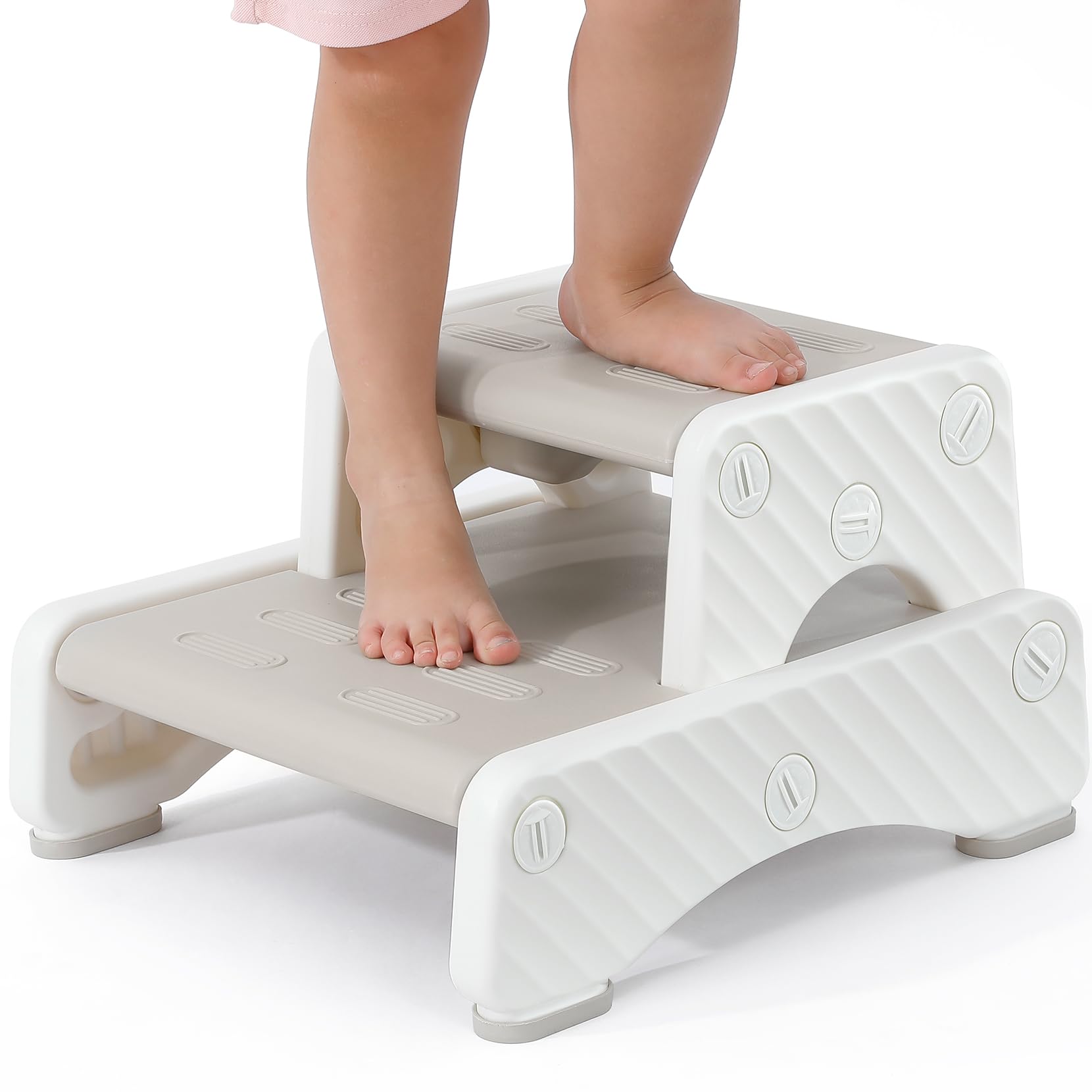 Marchepied réglable 2 marches Onasti pour enfant et échelle plastique lavabo salle de bain