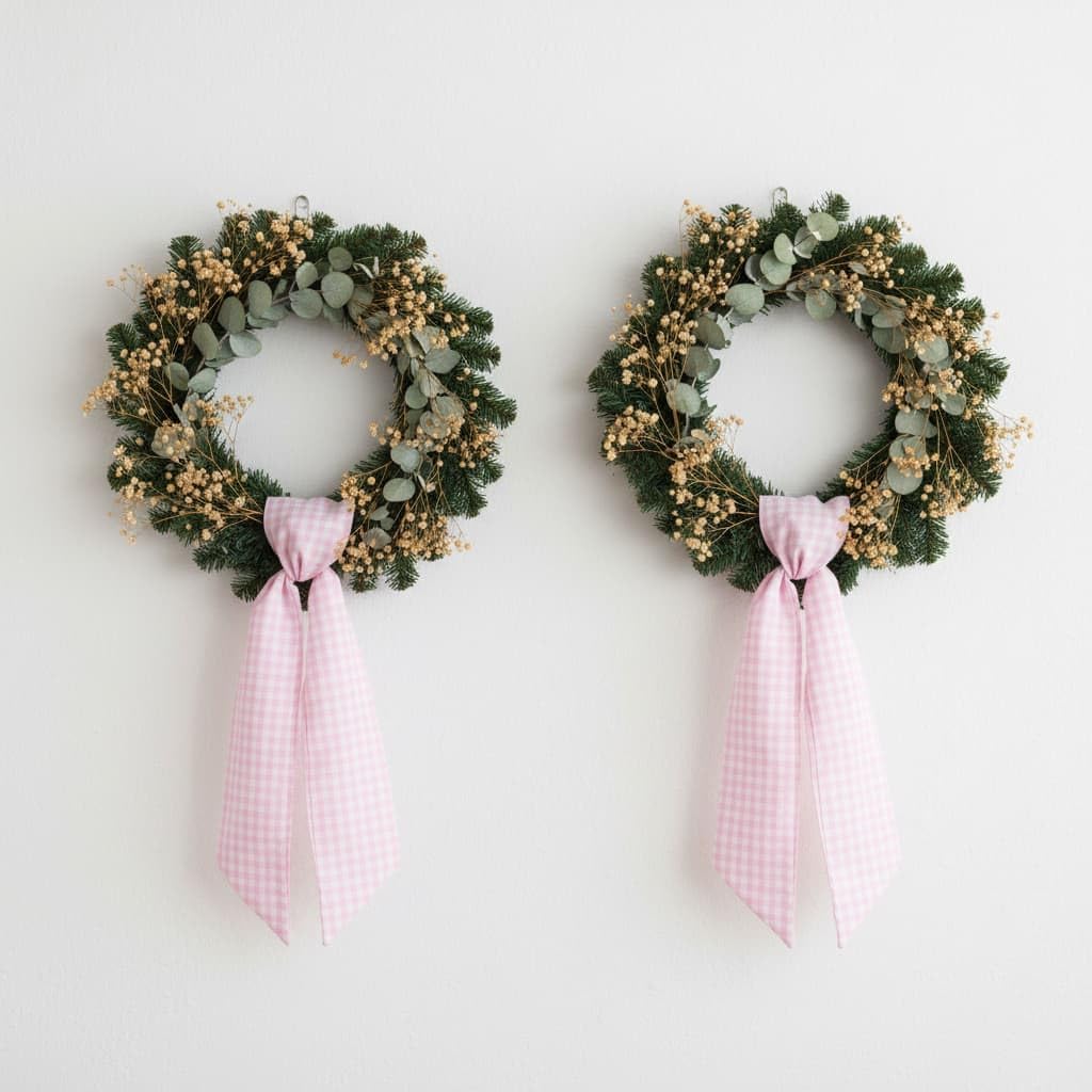 Wreath Sash for Front Door Decorations, Pink White Checkered Plaid Bow Ribbon for Easter Spring Mothers Day Birthday Wedding Baby Shower Farmhouse Home Decor Accessories (5.12" x 54.33") image 5