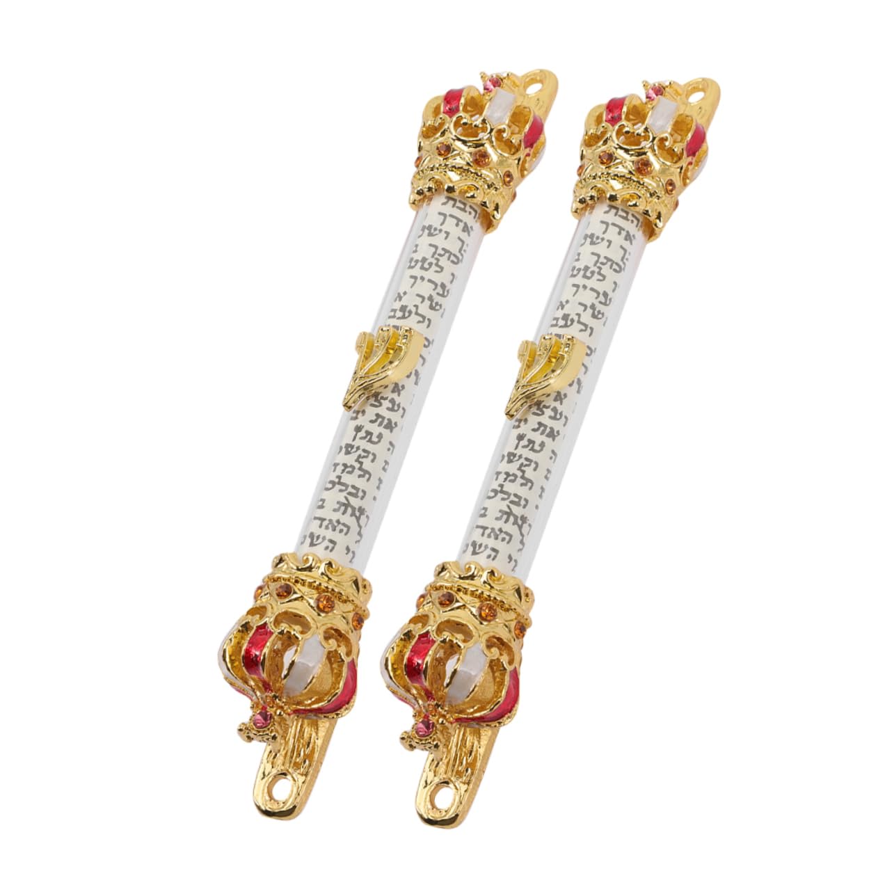 CORHAD 2pcs Metal Mezuzah with Scroll Elegant Religious for Jewish and Catholic Blessings Crown Design for Home Decor and Housewarming Celebrations