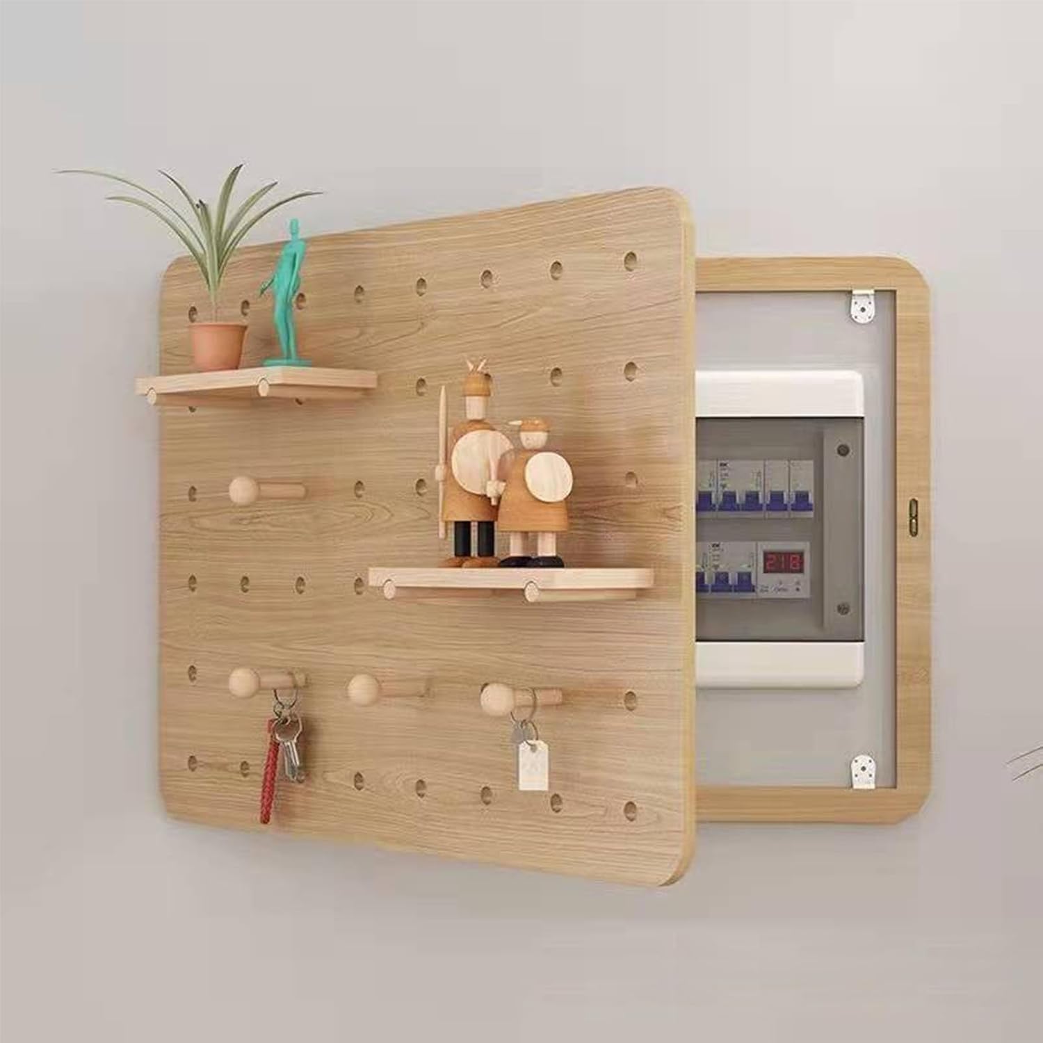 Caja de DecoracióN de la Caja del Medidor EléCtrico de Madera,Tableros Decorativos Modernos,Tablero Oculto, Decoraciones de Pared for Sala de Estar Wood,Natural Wood Color,50x40cm