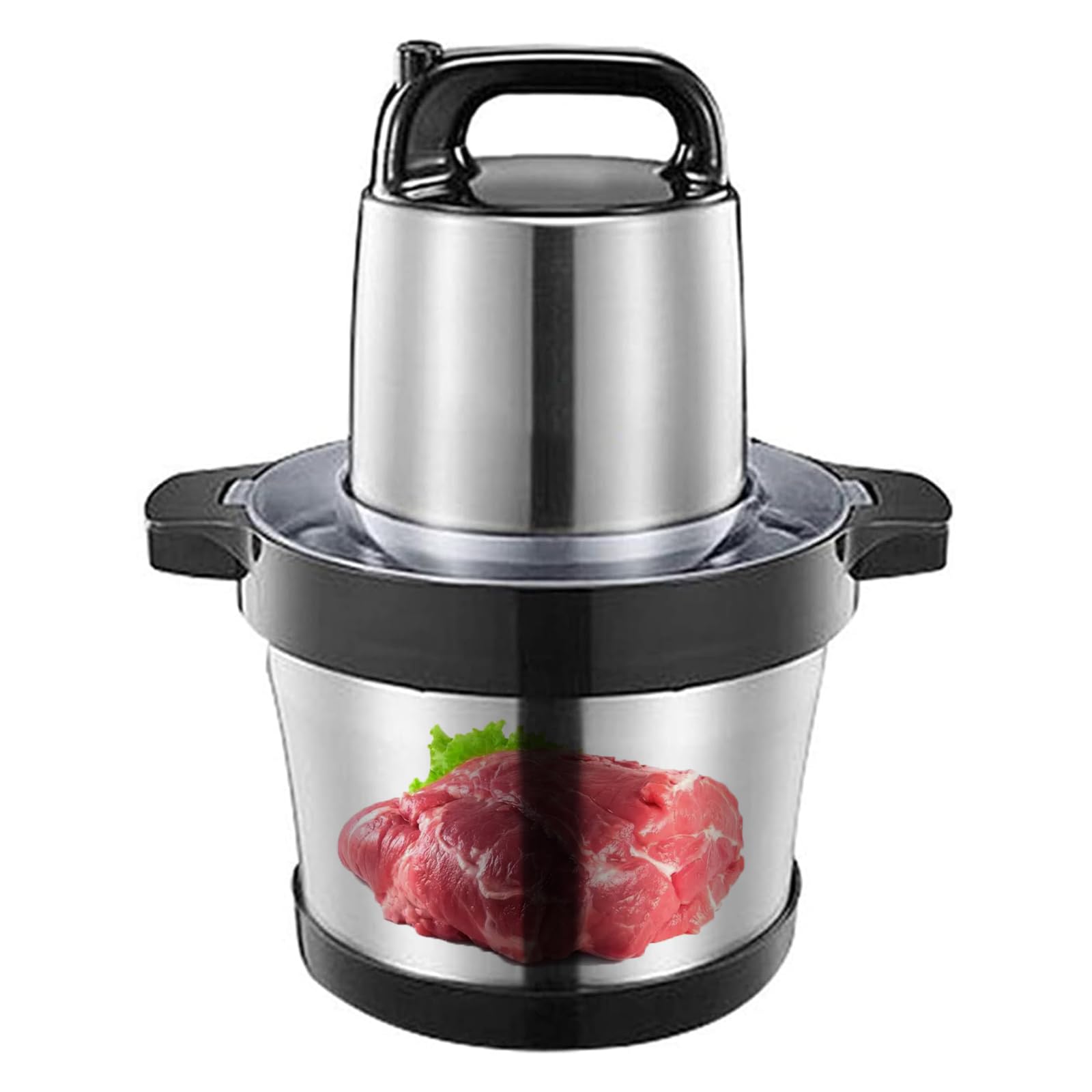 Robot da Cucina Elettrico da 6 Litri, Tritacarne in Acciaio Inossidabile, Tritatutto da Banco, con Quattro Lame, Controllo a 2 velocità, per Carne, Frutta, Verdura