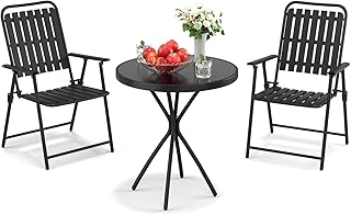 Outdoor 3 Pieces Foldable Patio Bistro Set,Bistro Table and Chairs Set o...