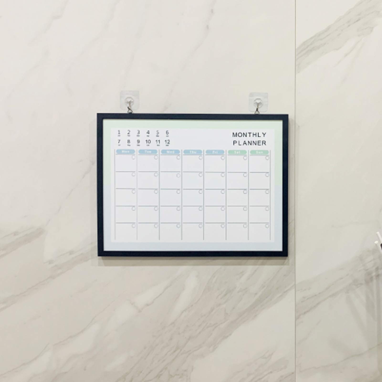 Whiteboard Planificateur Mensuel Tableau Effaçable à Sec Tableau Blanc Magnétique Mural pour La Planification D'itinéraire Et Les Tâches à Faire, Cadre en Bo(Size:45X60CM,Color:Cadre en Bois Noir)