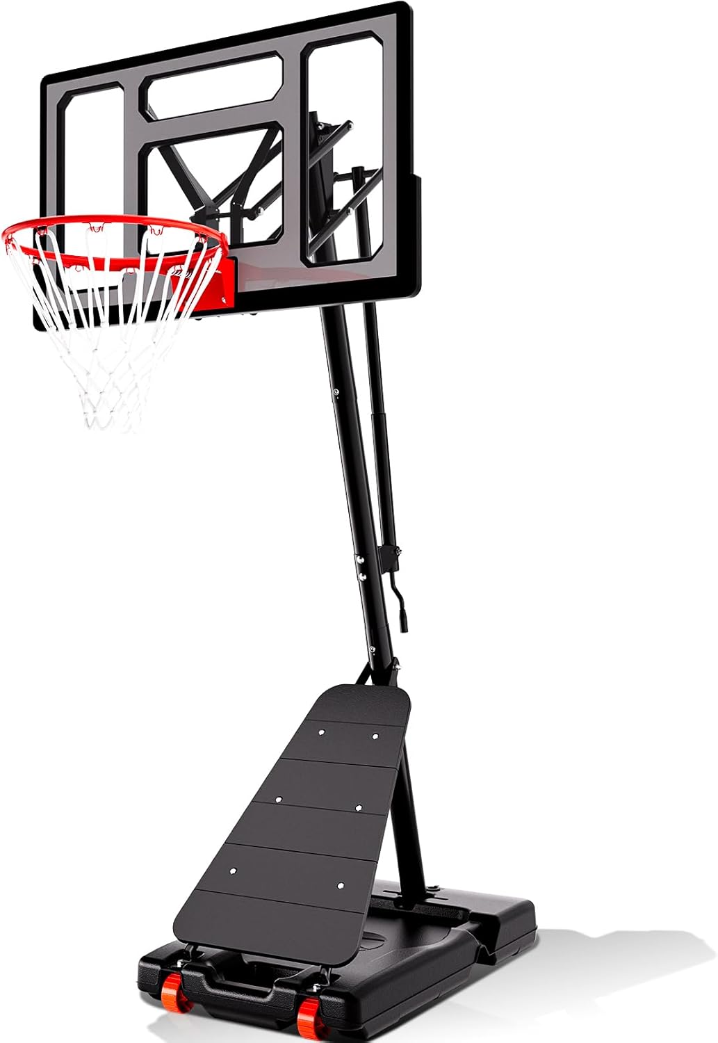 Basketball Hoop Outdoor 40&44&48 Inch Impact Backboard, 5.3-10FT Height Adjustable Basketball Hoop Goal System with Portable Wheels for Adults