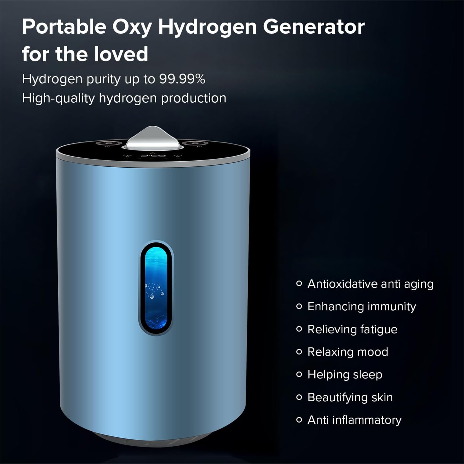 Máquina de inhalación de hidrógeno portátil, generador molecular H2 de doble puerto para recuperación y vitalidad, generador de agua de hidrógeno de 150/225 ml/min