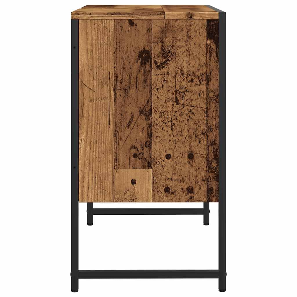 Szafka pod umywalkę, wygląd starego drewna, 60 x 33 x 60 cm, materiał drewnopochodny z miejscem do przechowywania, szufladą i drzwiami, zajmująca niewiele miejsca umywalka do łazienki, WC dla