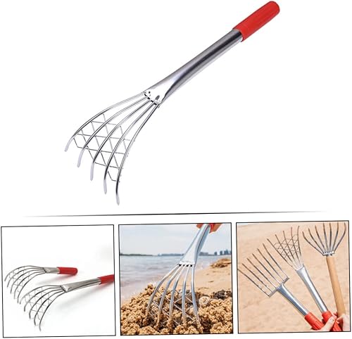 Miniatura 9 de OFFSCH Rastrillo de almejas de acero inoxidable con mango largo de 15.7 pulgadas, herramienta de mano estilo garra para excavar almejas, ostras y