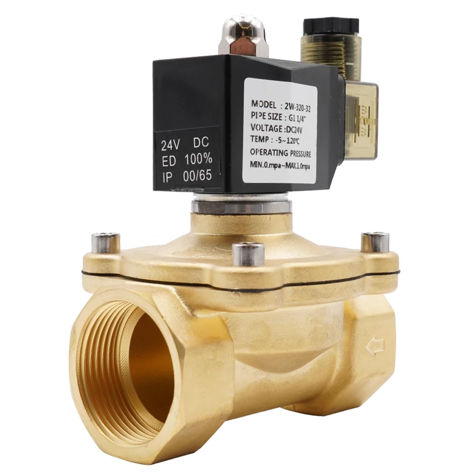 G3/8 "toG2 Elettrovalvola elettrica in Ottone for Aria normalmente Chiusa for Acqua Calda Olio Aria AC220V DC12V 24V 0~1.0Mpa IP65(DC 12v-viton,0.5 inch)