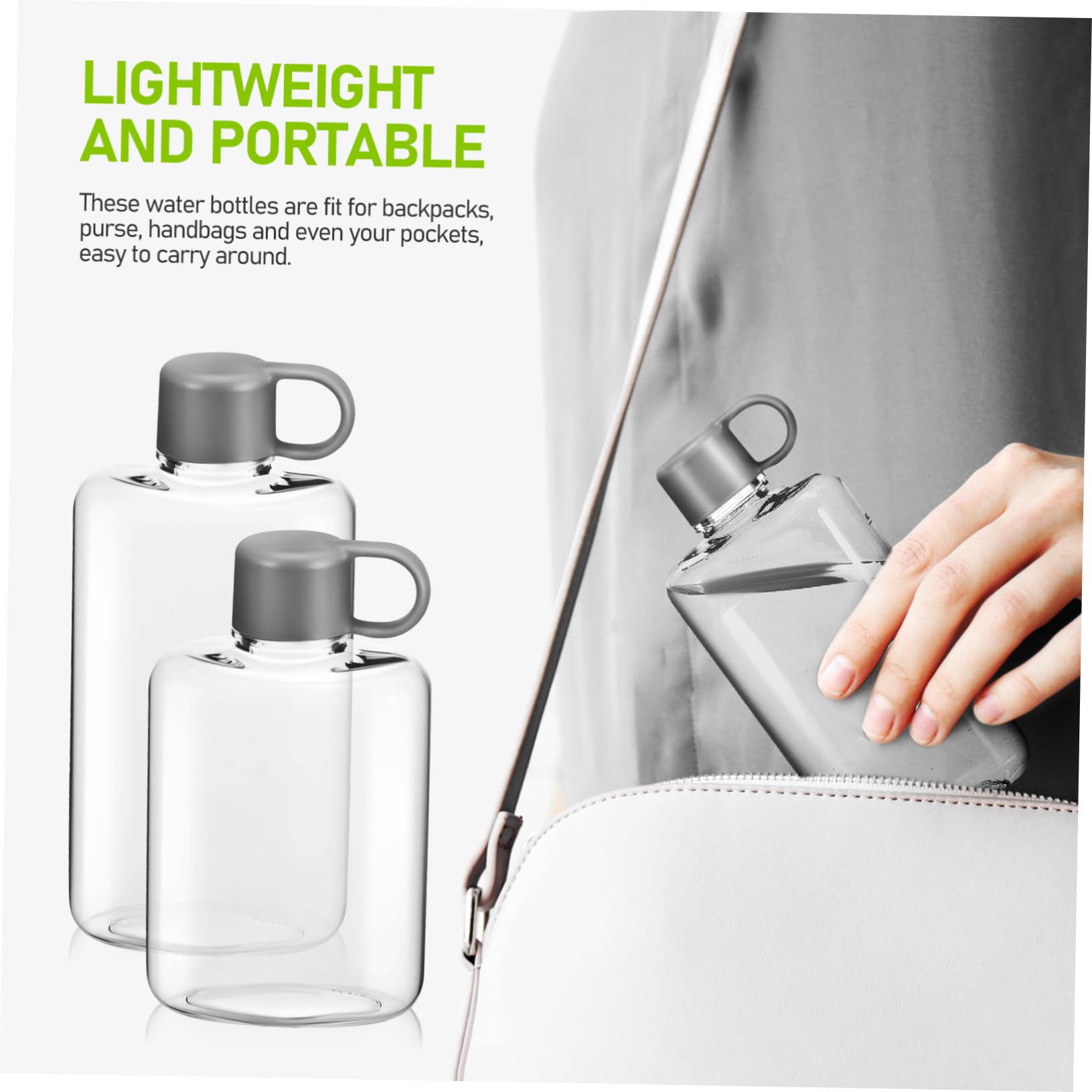 BCOATH Elegant Flat Water Bottles 360ml 500ml Leakproof Perfect for Fitness Travel Gym