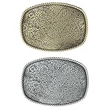 KDG Western Cowboy Belt Buckles Antique Copper Large Custom Belt Buckles Engraved Floral with Rope Edge Novelty Buckles