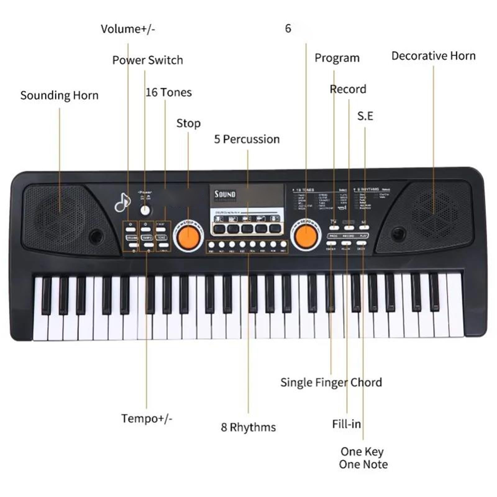 Elektroniczny Instrument Fortepianowy 49 Klawiszy USB Mikrofon Do Pianina Elektrycznego Muzyka Cyfrowa 16 Tonów 8 Rytmów