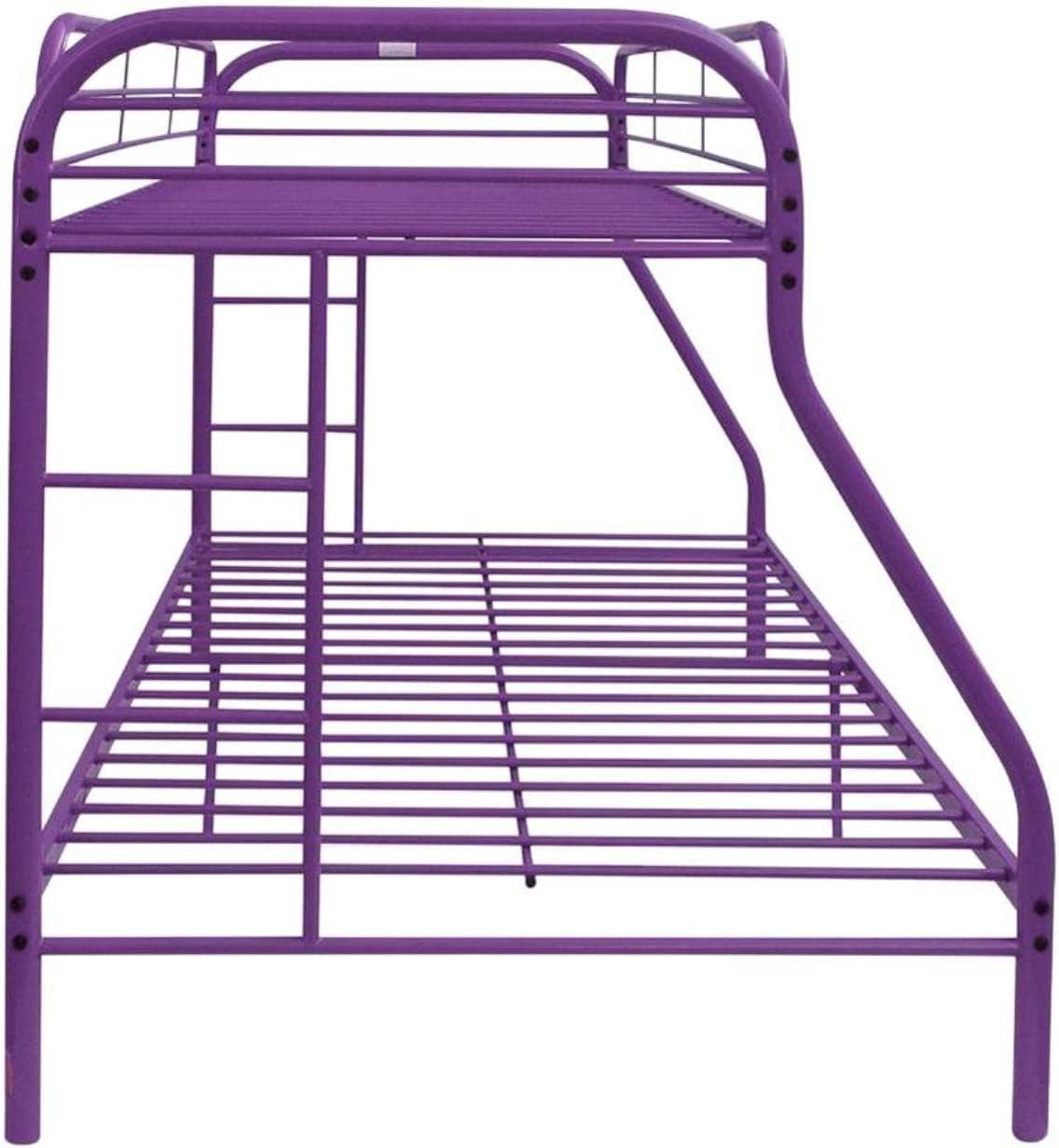 BOWERY HILL Metal Twin Over Full Bunk Bed, 60" H x 78" W x 56" D, Purple Finish, Built-in Ladders, Full Length Guardrails, Slat System, Durable Kids Bedroom Furniture for Indoor Use