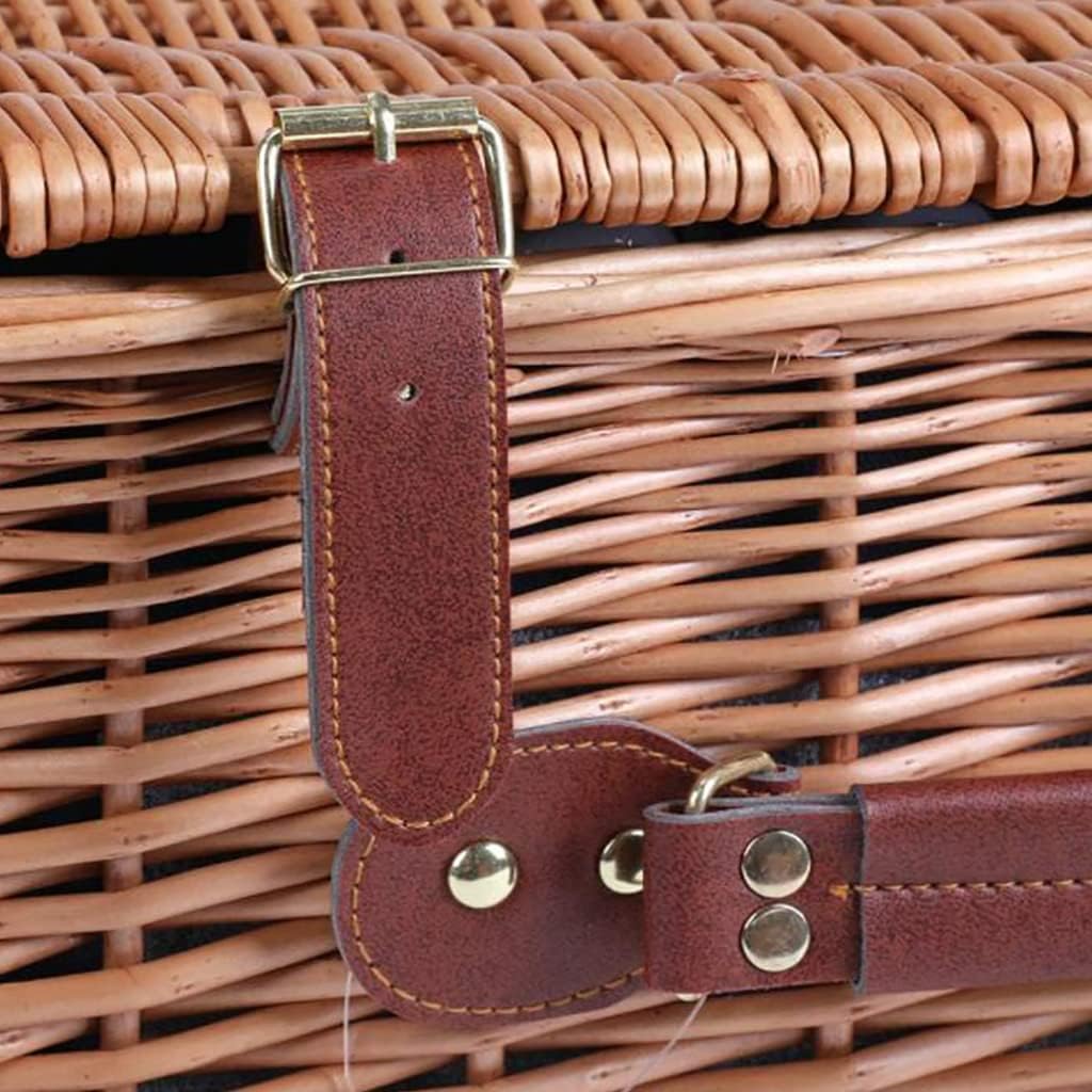 Wicker Picnic Basket Set 4 Person,Willow Picnicr Set,with Handle and Tableware,Picnic Gift Basket,Complete Picnic Accessories for Camping Outdoor Party Wedding Gift Idea (C 46 * 30 * 21cm)