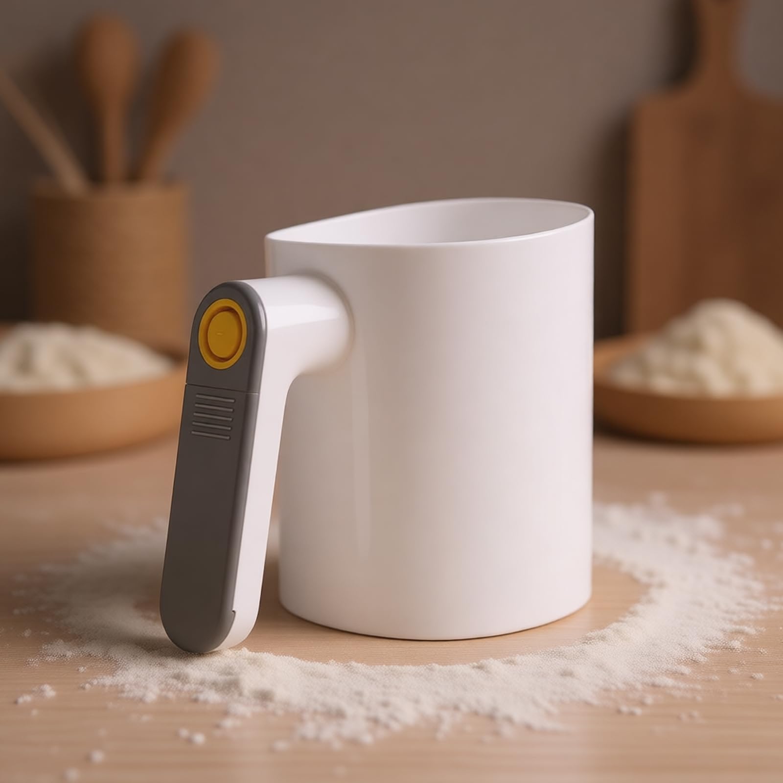 Tamiz de harina eléctrico de mano que funciona con pilas, tamiz de harina de cocina, herramienta de horneado, filtro de polvo de grado alimenticio, tamiz de harina para hornear